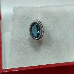 medium blue sterling Topaz single earing stud